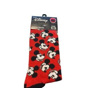 Disney Mickey Mouse Red Unisex Crew Socks Size 9-13